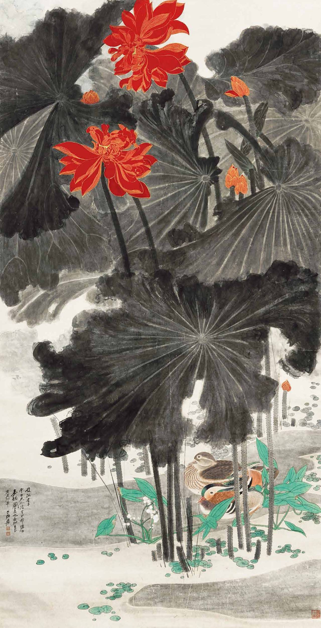 《嘉耦图》是中国著名国画大师——张大千创作的山水画作品,该作品