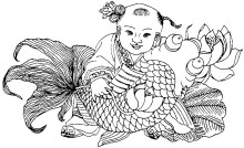 儿童抱鲤鱼